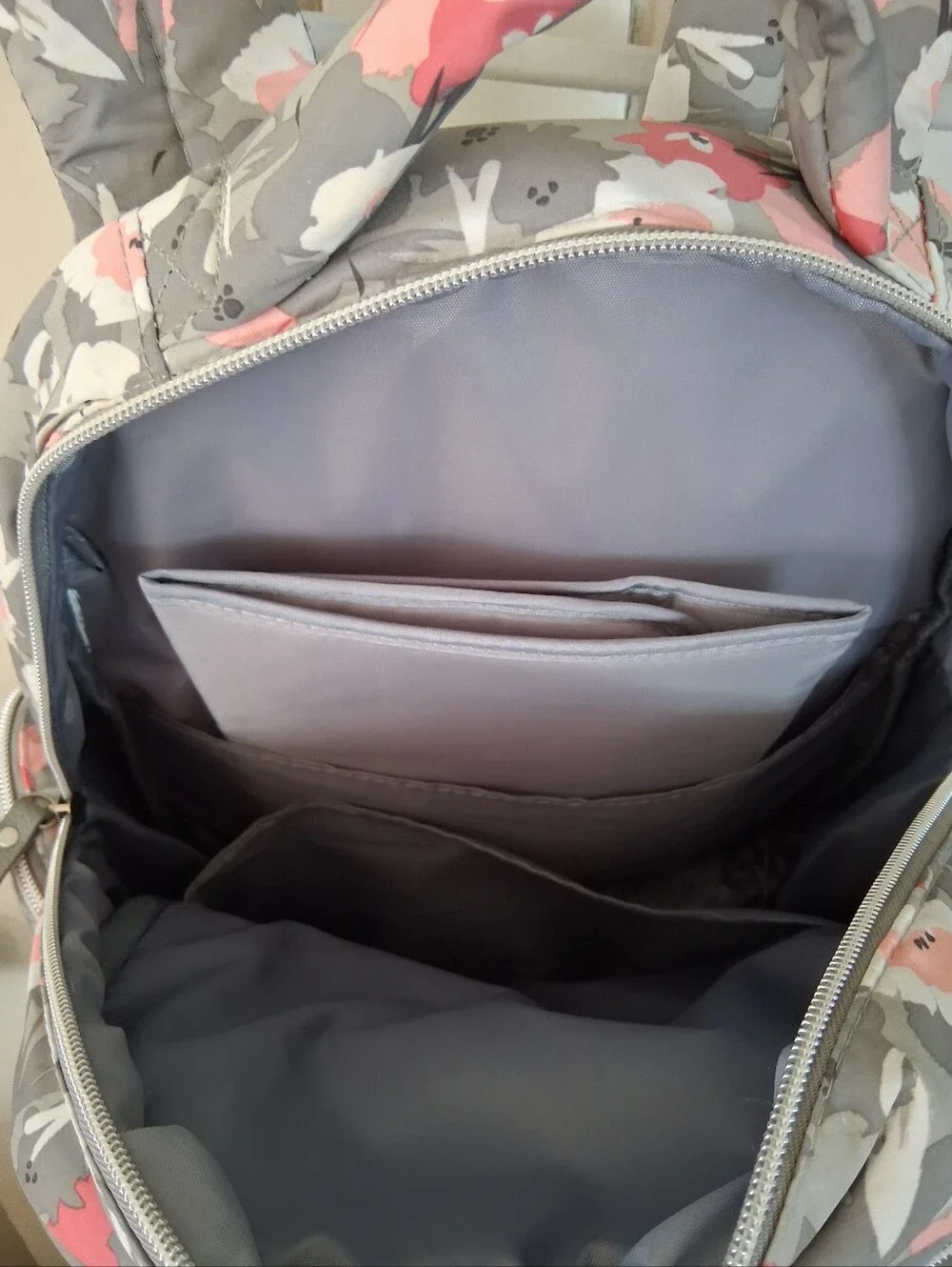 Bananafish Floral Gray, Pink, White Baby Diaper Bag Backpack with Changing Pad